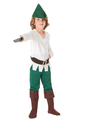 Bílozelený kostým lesního chlapce