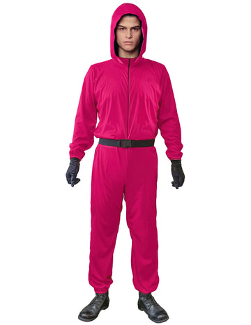 Horror-Spielwärter koreanisches Serien-Kostüm für Erwachsene pinkfarben