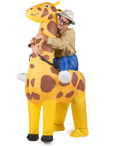 Giraffe Carry-Me Kostüm aufblasbar für Erwachsene bunt