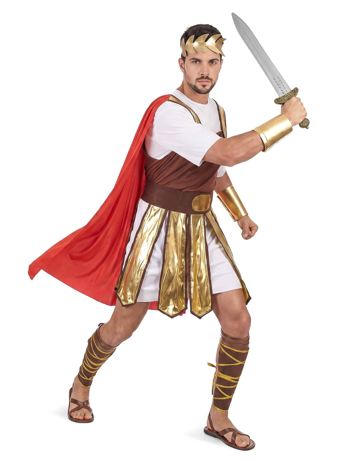 Pánský kostým římského gladiátora s červeným pláštěm