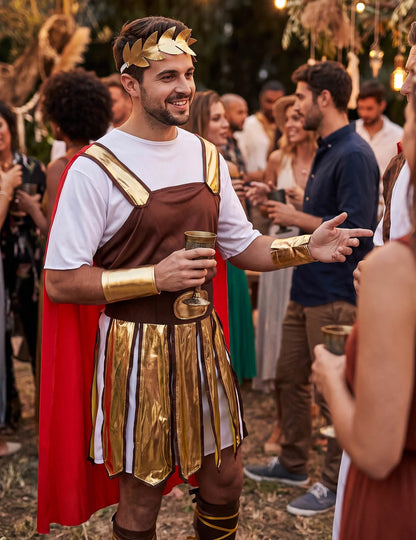 Pánský kostým římského gladiátora s červeným pláštěm