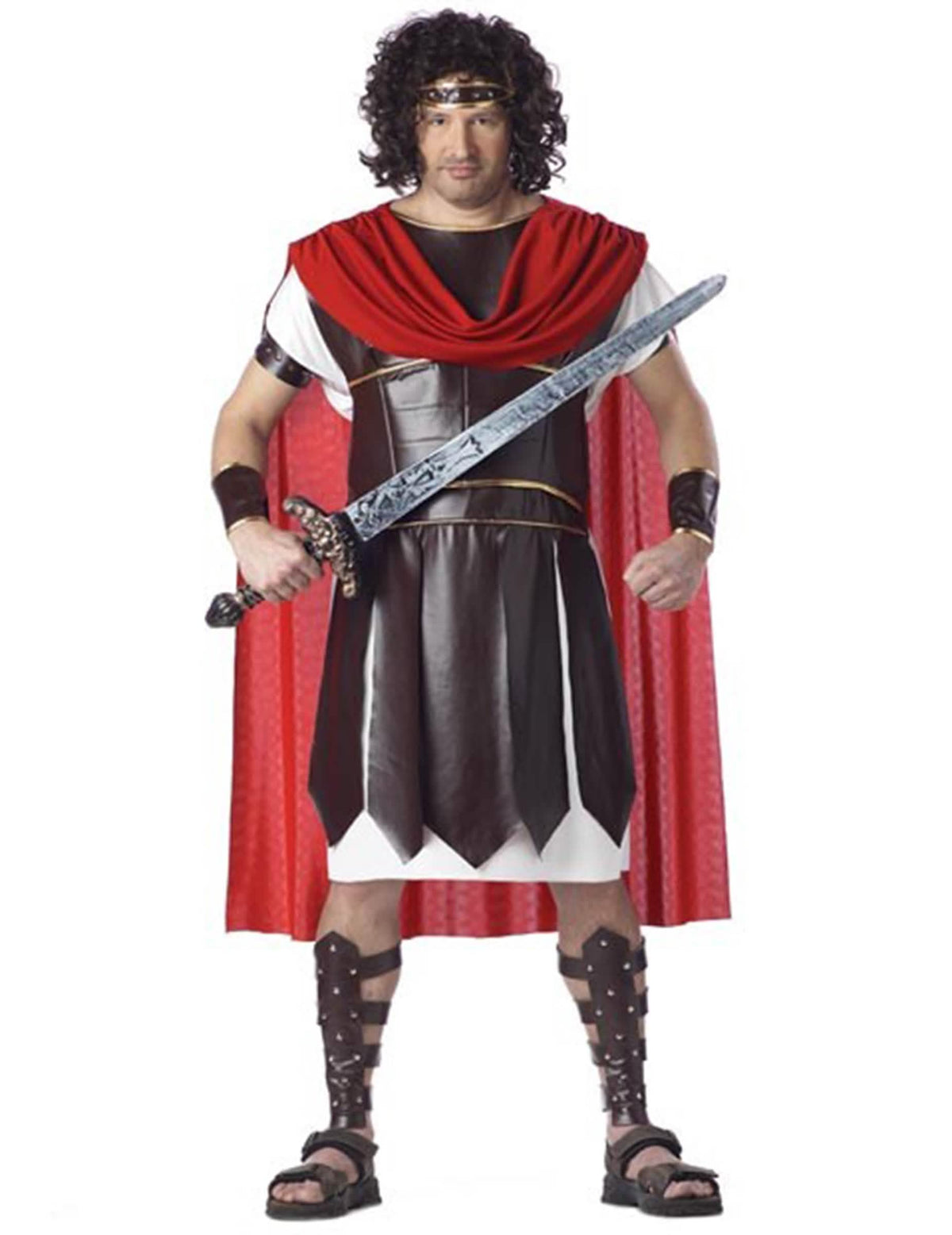 Římský gladiátorský kostým pro muž hnědá a červená s pláštěm