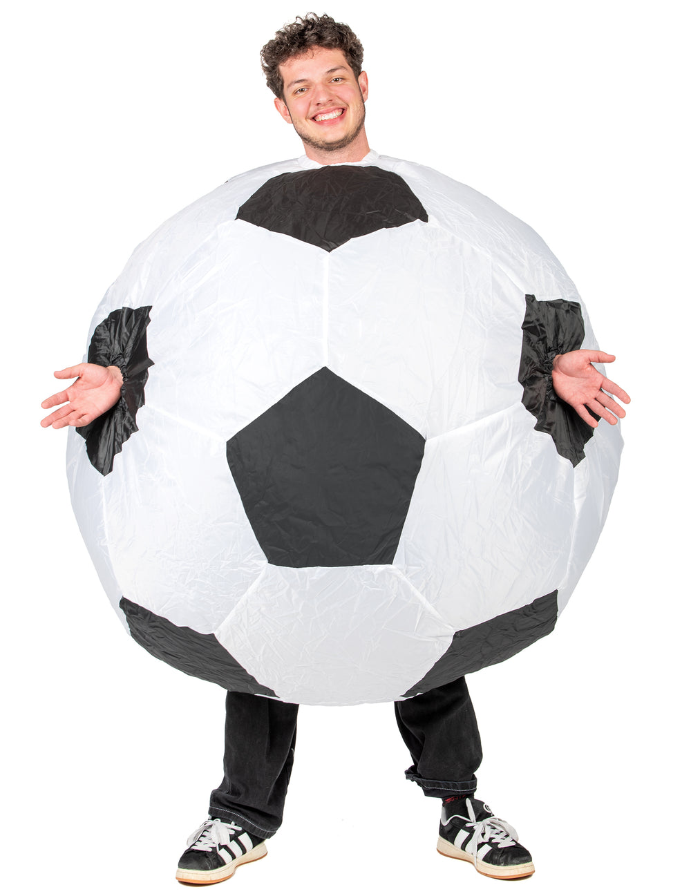 Déguisement gonflable ballon de foot pour adulte blanc et noir