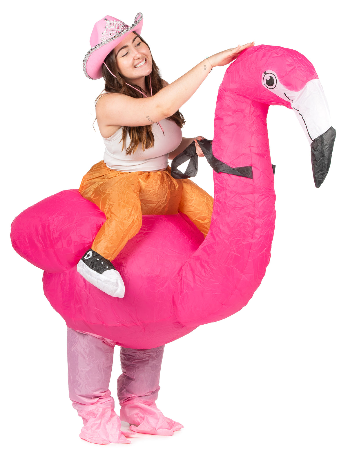 Déguisement gonflable flamingo pour adulte rose fuchsia