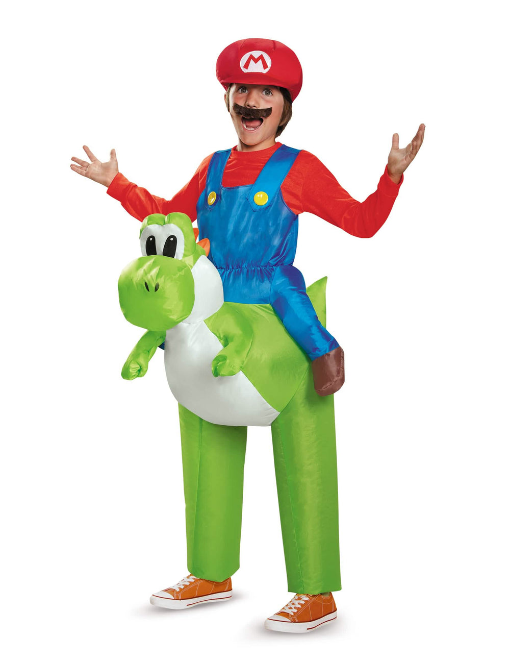 Nafukovací kostým Mario na Yoshi Nintendo pro děti červená modrá a zelená