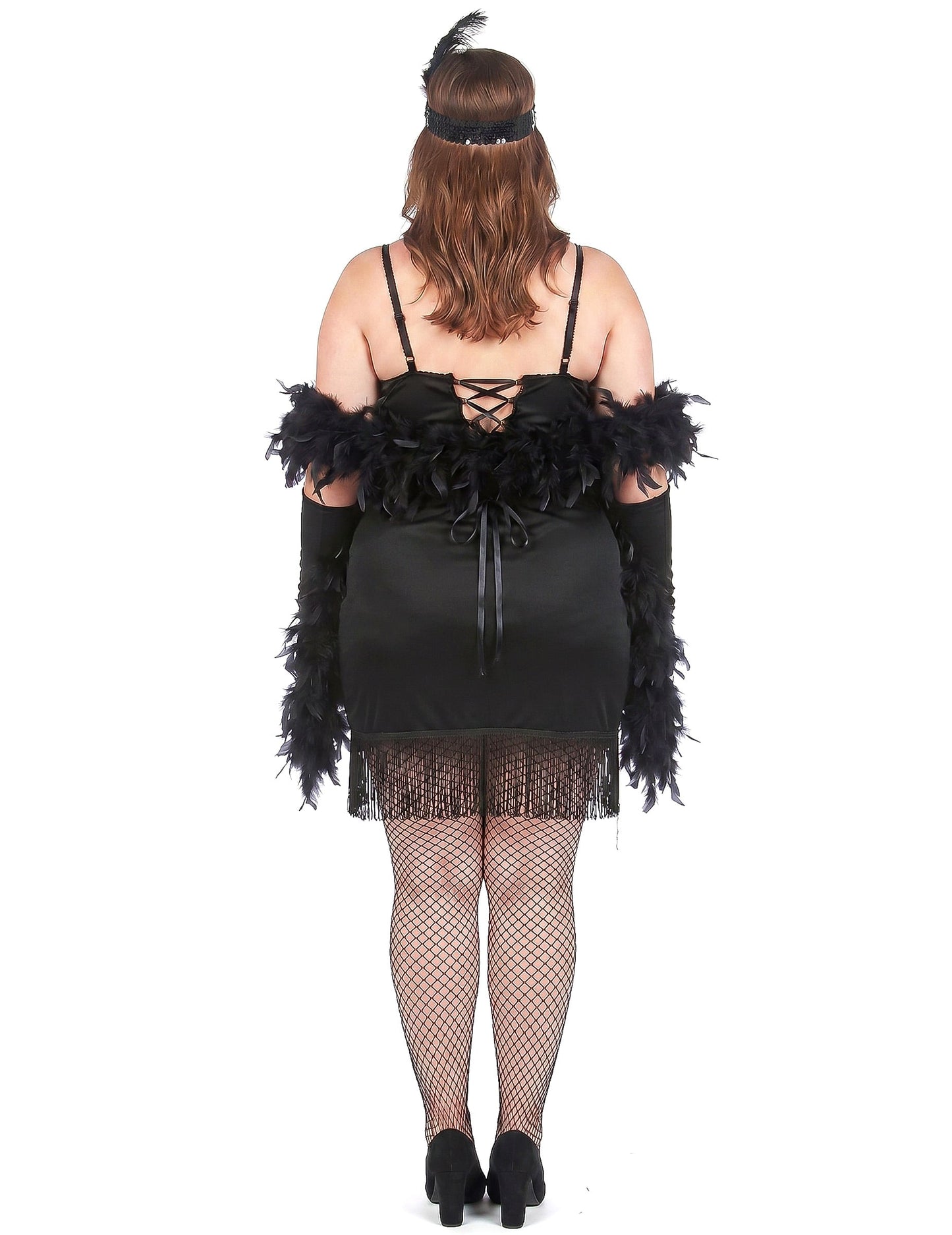 Plus Size Charlestonkostüm für Damen schwarz