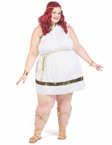 Plus Size römische Göttinenkostüm für Damen weiß