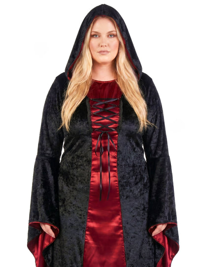 Gothic Hexenkostüm Plus Size für Damen rot-schwarz