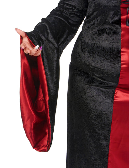 Gothic Hexenkostüm Plus Size für Damen rot-schwarz