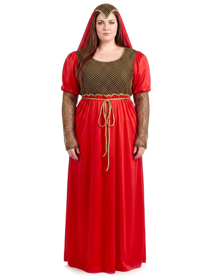 Rotes mittelalterliches Kostüm für Damen Plus Size