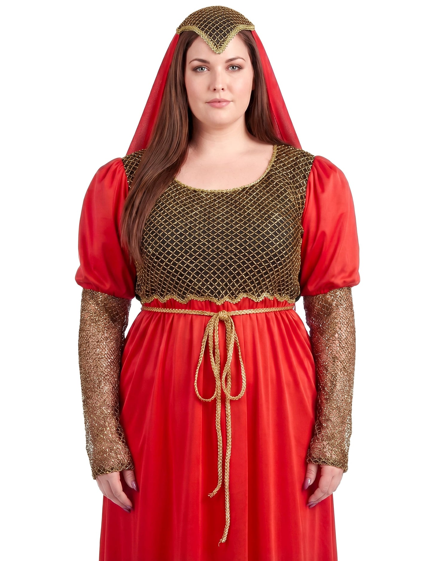 Rotes mittelalterliches Kostüm für Damen Plus Size