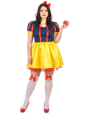Plus Size Schneewittchenkostüm für Damen gelb blau