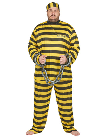 Kostým vězně pro dospělé ve velké velikosti - žlutý
