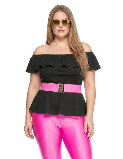Kostüm 80er Jahre Party Damen Plus Size Schwarz Pink