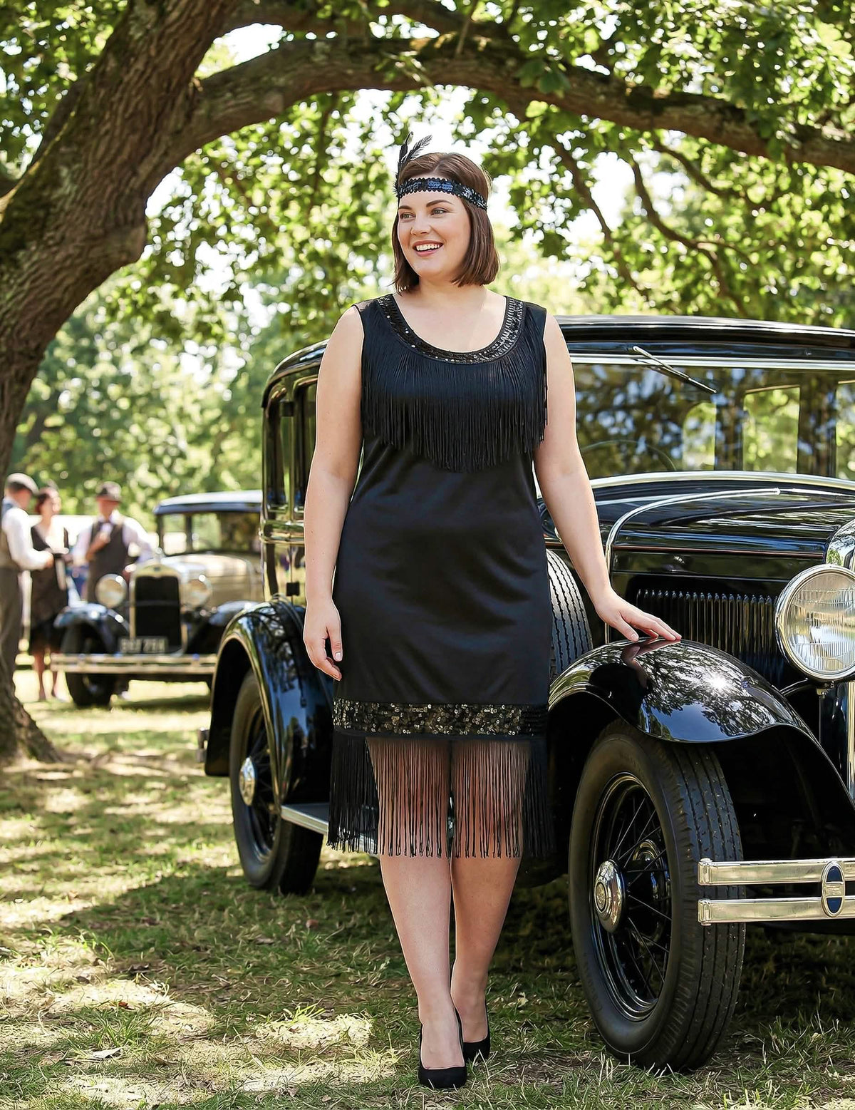 Scéna s veteránem u kostýmu šaty charleston
