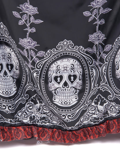 Dia de los muertos Damenkostüm in Übergröße für Frauen schwarz