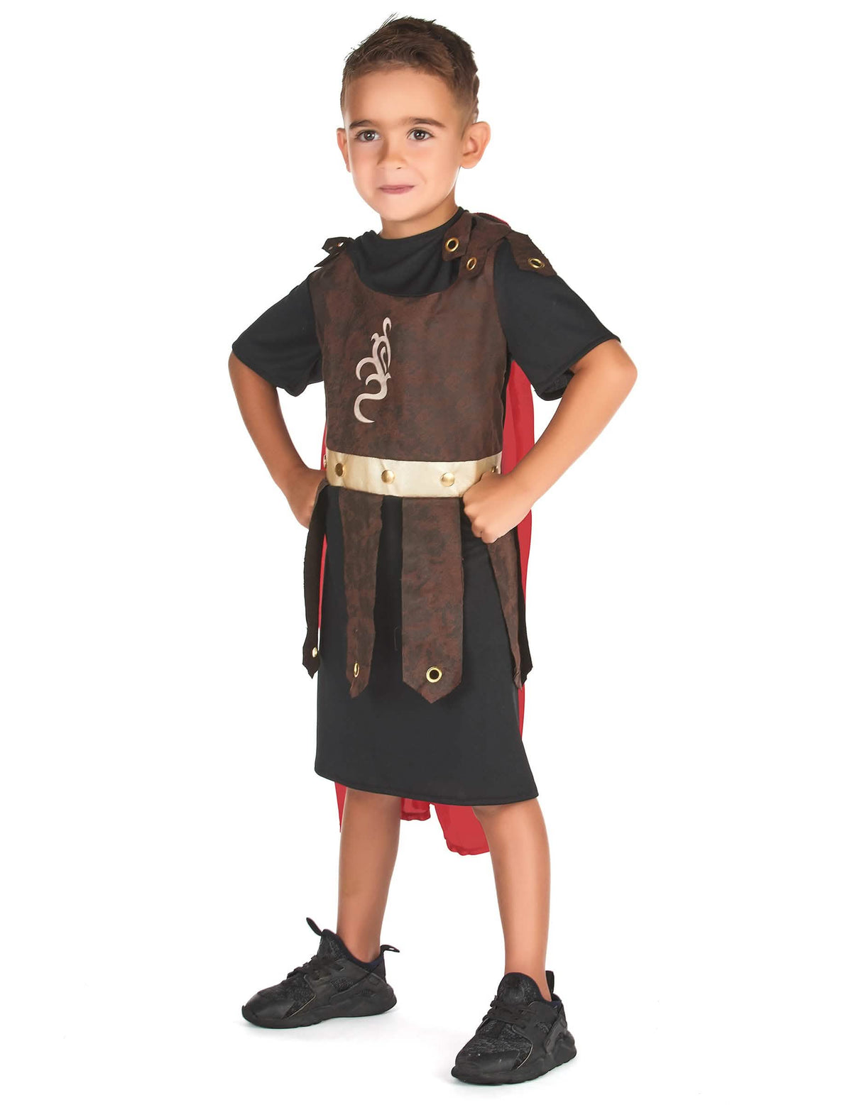Pohled zepředu na kostým gladiátorského válečníka pro chlapec