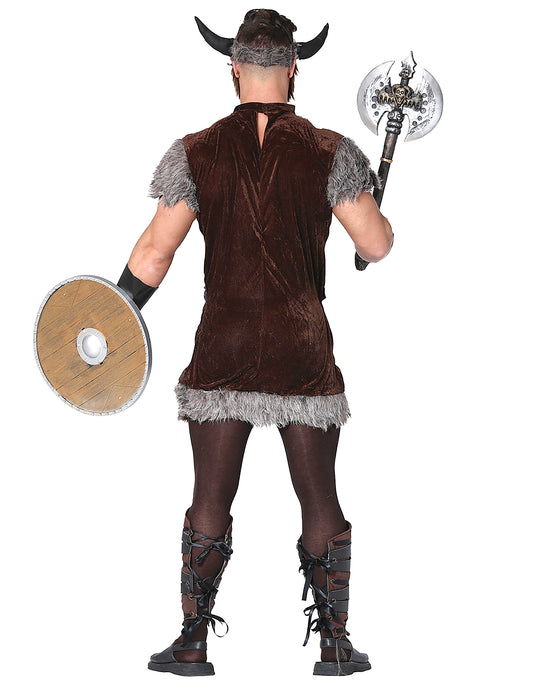 Vue de dos du déguisement guerrier viking pour adulte