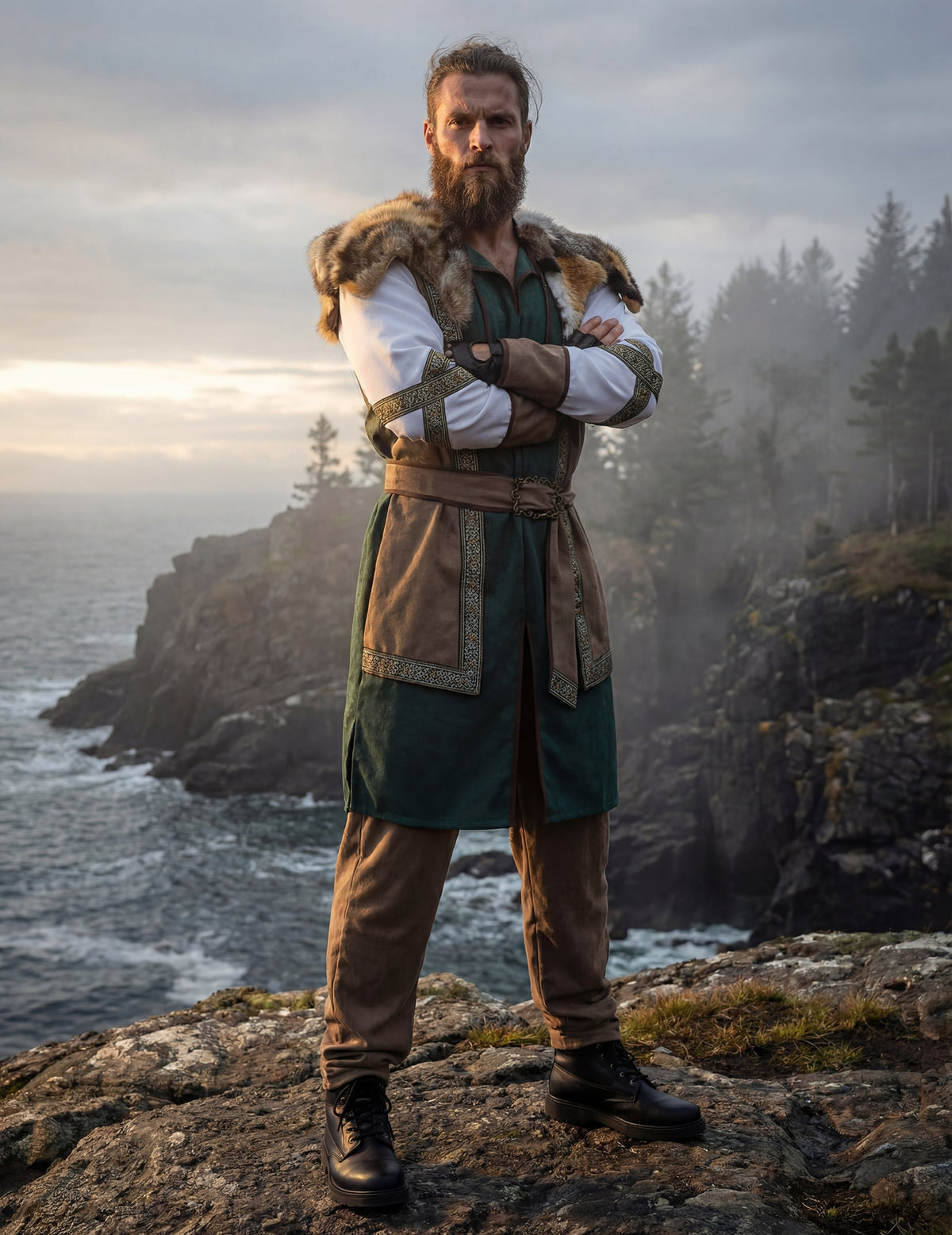 Vue de face du déguisement guerrier viking luxe