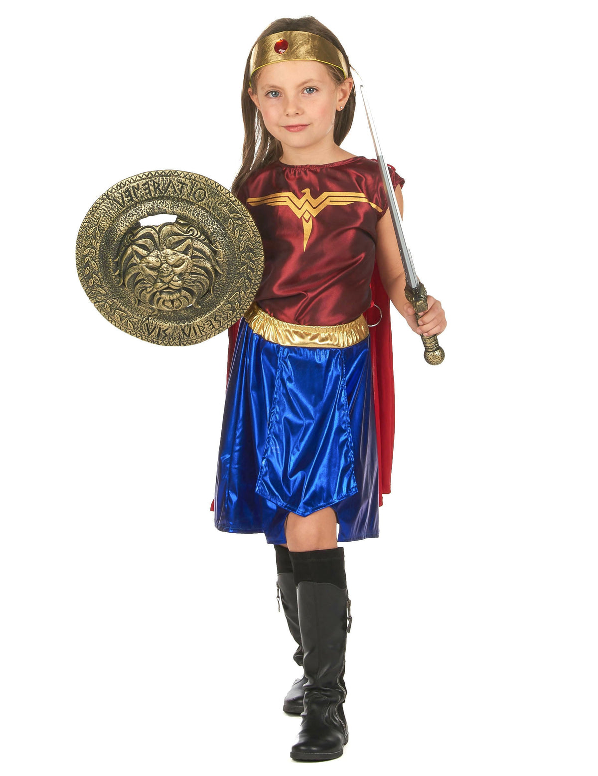 Vue d'ensemble du déguisement guerrière amazone pour fille