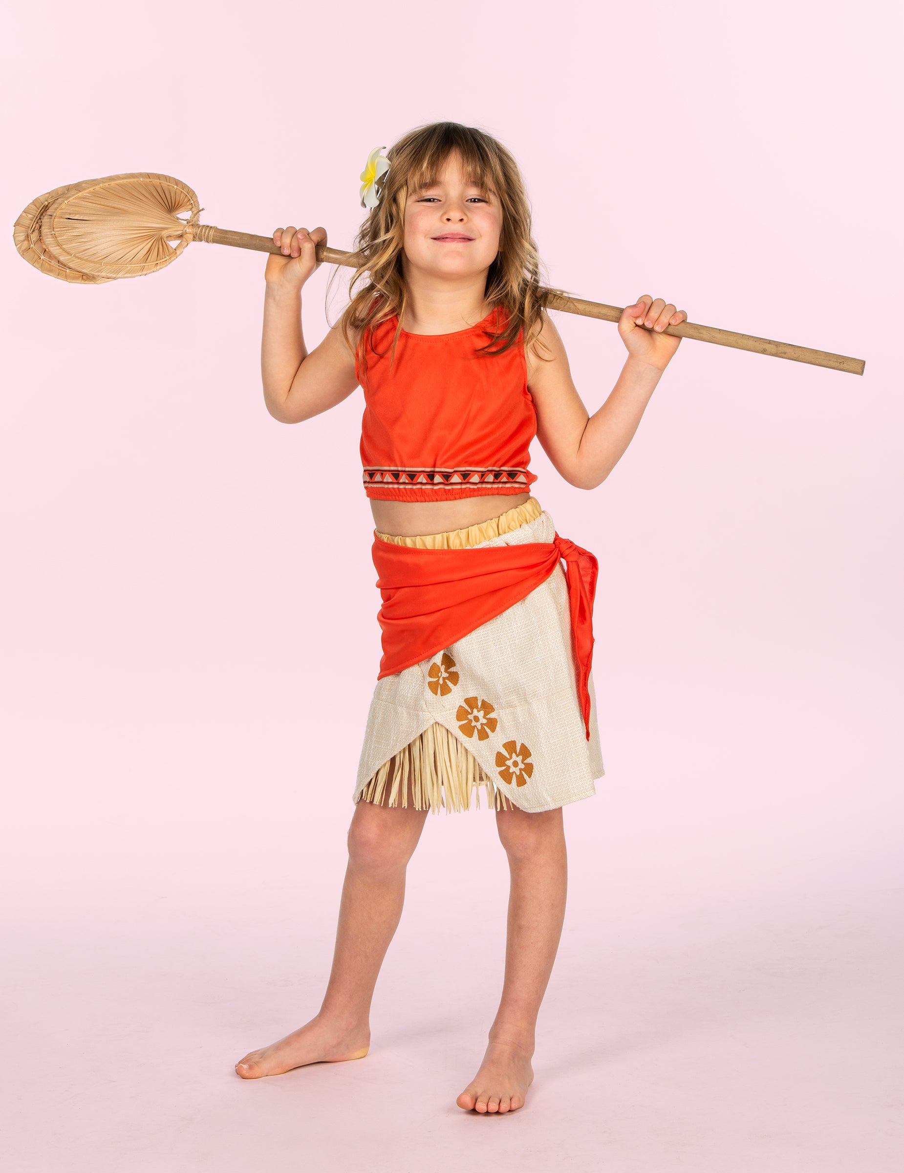 Accessoire pagaie en bois du déguisement Hawaï