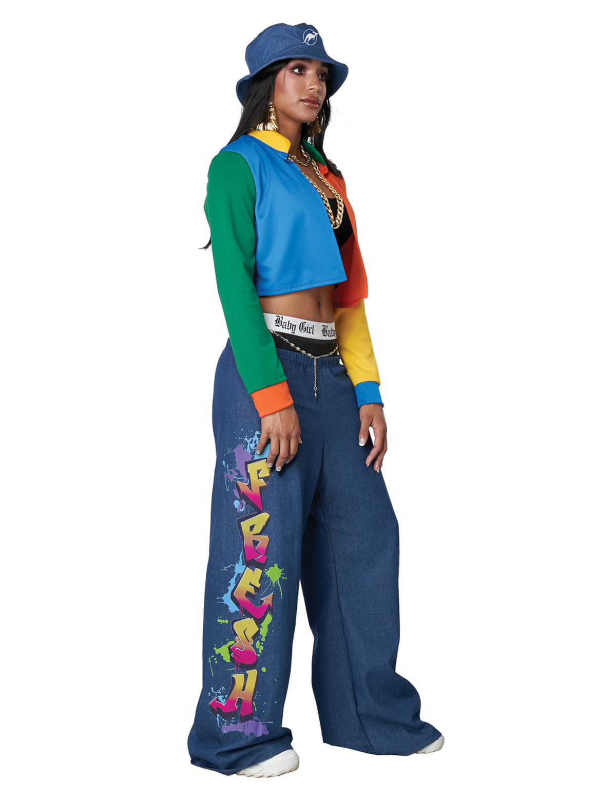 Vue de profil du déguisement hip hop années 90 pour femme