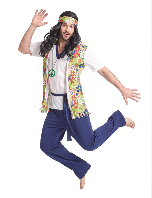 Modrý hippie kostým pro muže