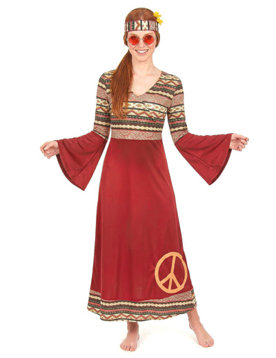 Dámský hippie kostým v vínové barvě