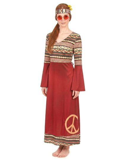 Hippiekostüm für Frauen bordeauxfarben