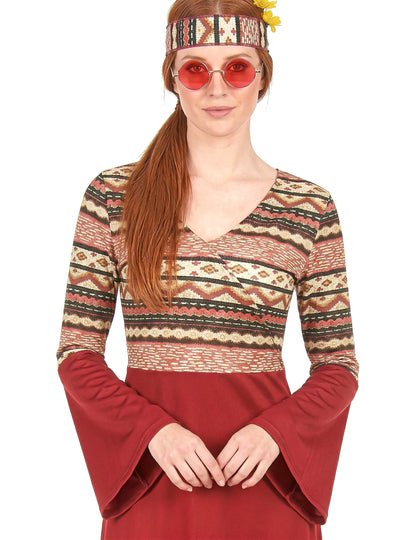 Hippiekostüm für Frauen bordeauxfarben