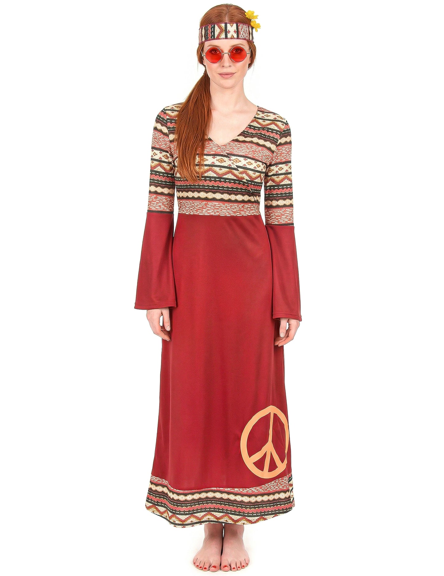 Hippiekostüm für Frauen bordeauxfarben