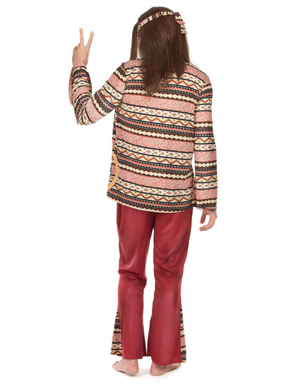 Vue de dos du déguisement hippie pour homme