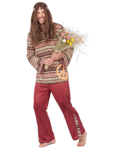 Pánský hippie kostým v vínové barvě