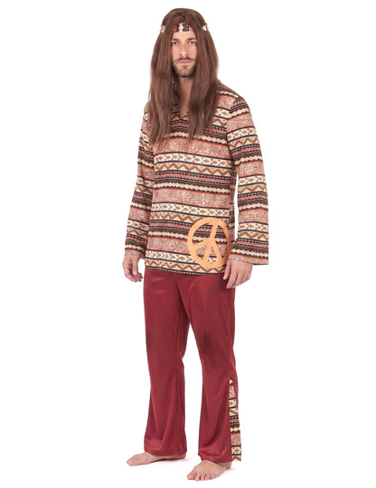 Pánský hippie kostým v vínové barvě