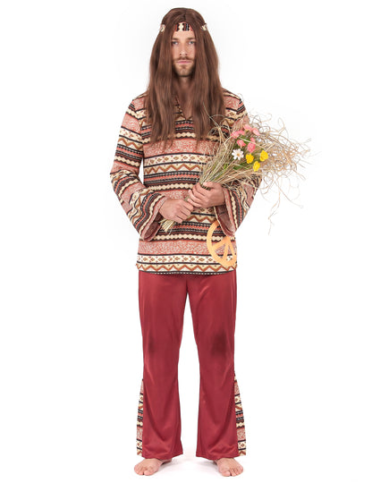 Pánský hippie kostým v vínové barvě