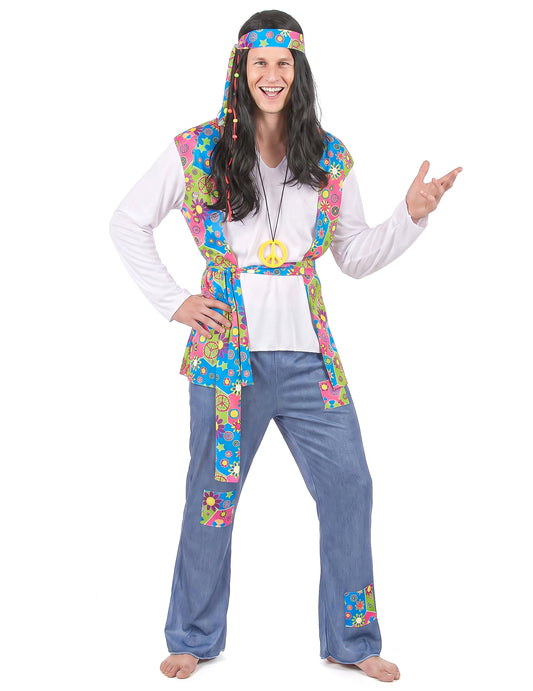 Pánský kostým s hippie efektem a džínovým efektem