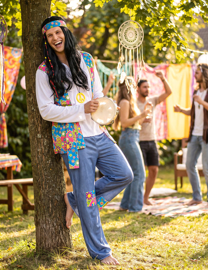 Pánský kostým s hippie efektem a džínovým efektem