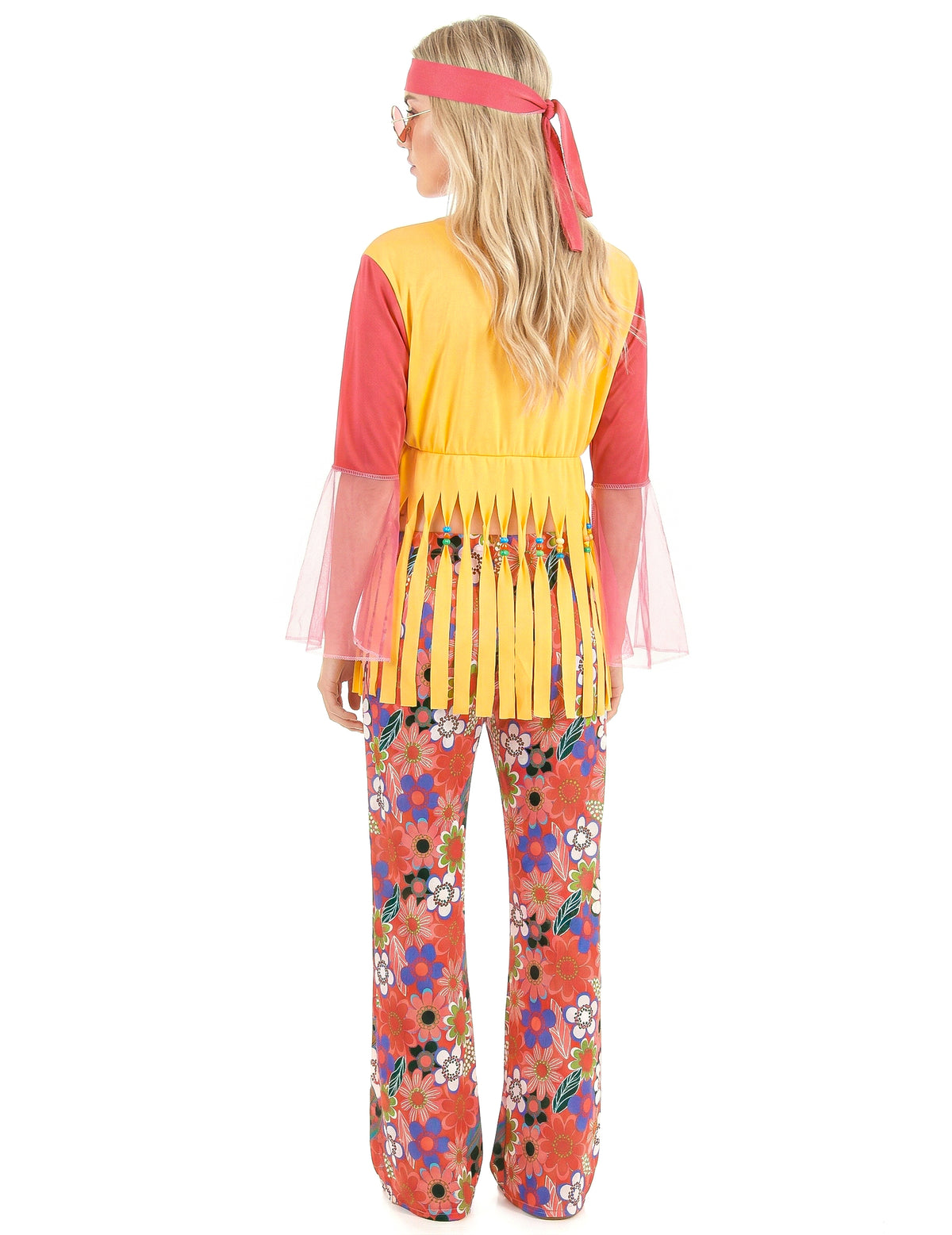 Vue de dos du déguisement hippie pour femme
