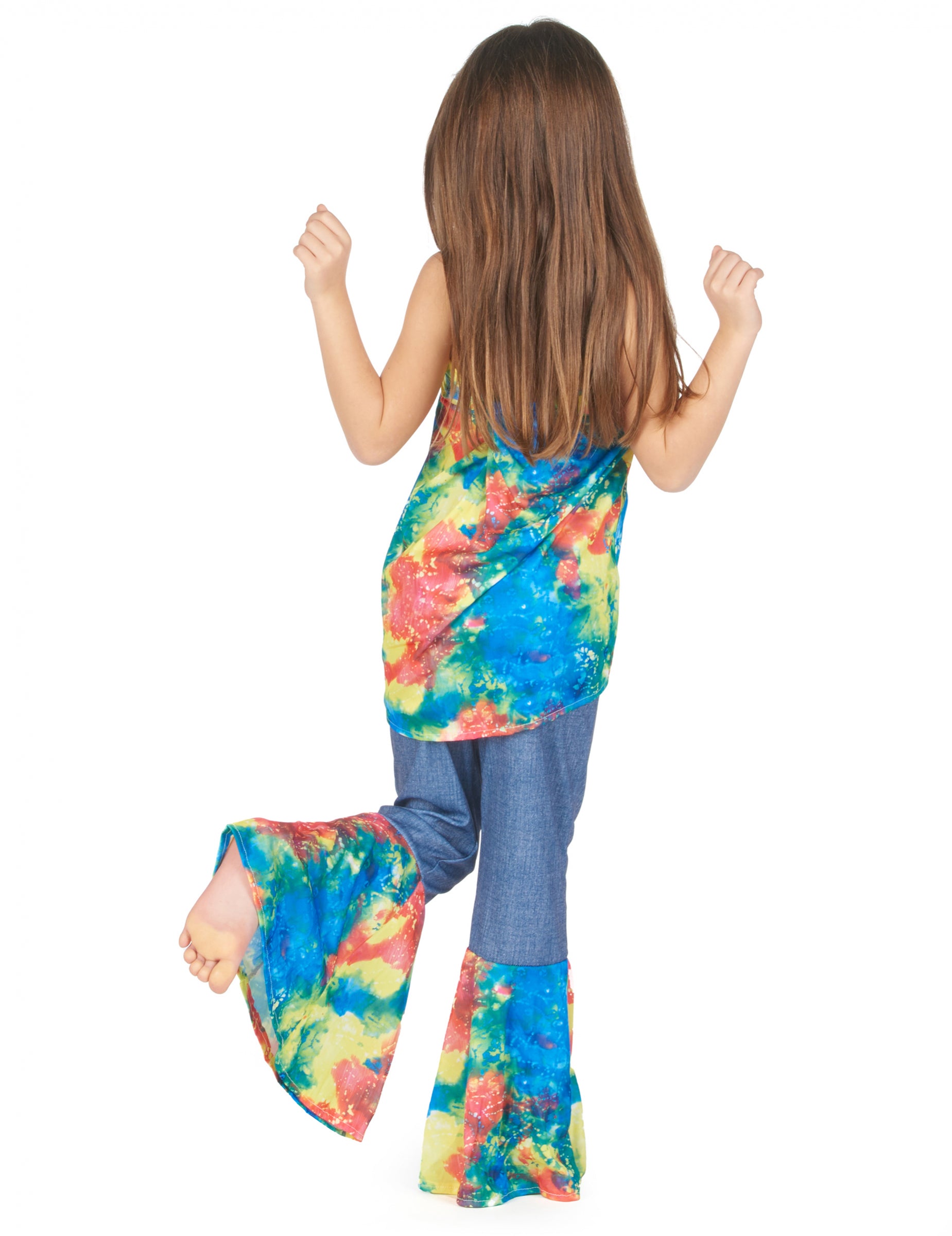 Vue de dos du déguisement hippie pour fille