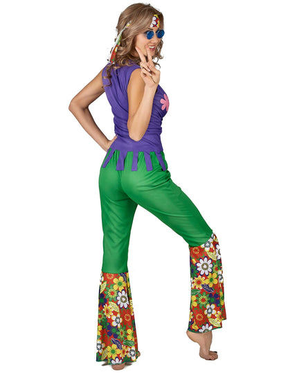 Vue de dos du déguisement Hippie flower power pour femme