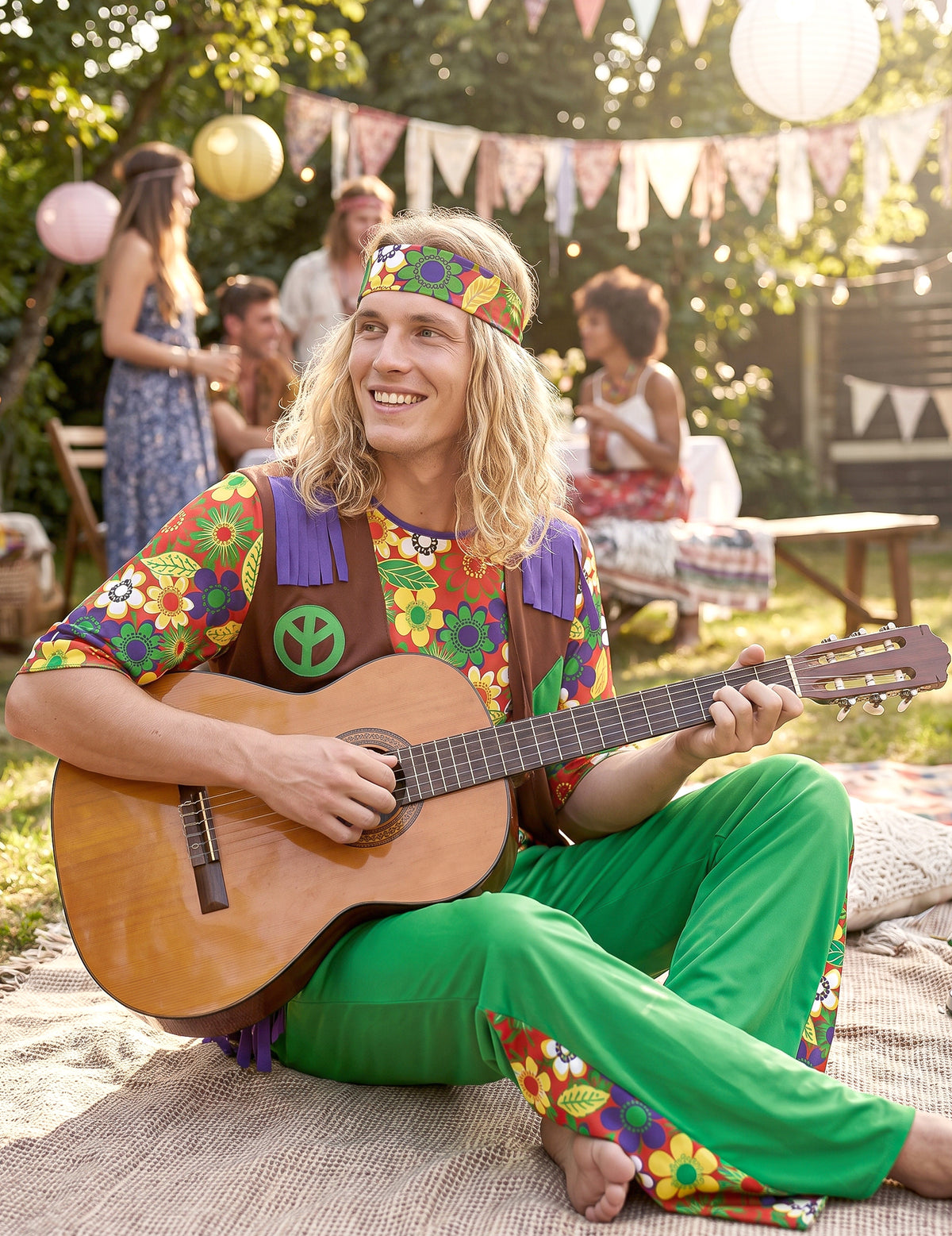 Pánský kostým hippie květinové síly