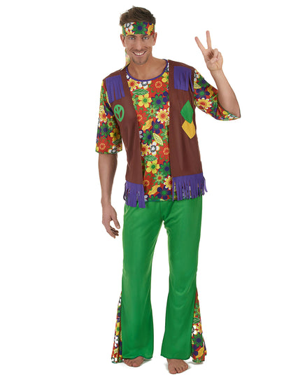 Grünes Hippiekostüm für Herren