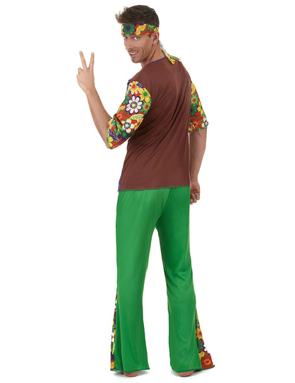 Vue de dos du déguisement Hippie flower power pour homme