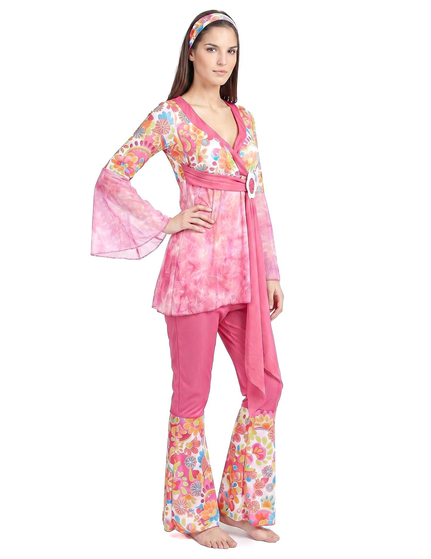 Hippiekostüm für Damen pink