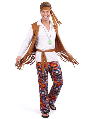 Pánský hippie kostým v hnědobílém provedení