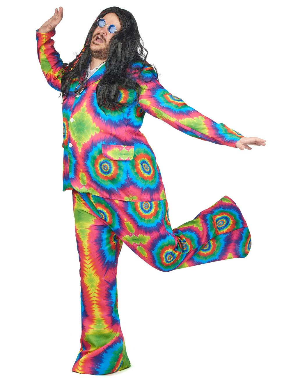 Vue de profil du déguisement hippie psychédélique pour homme