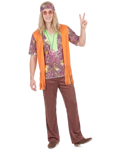 Pánský růžovo-hnědý hippie kostým