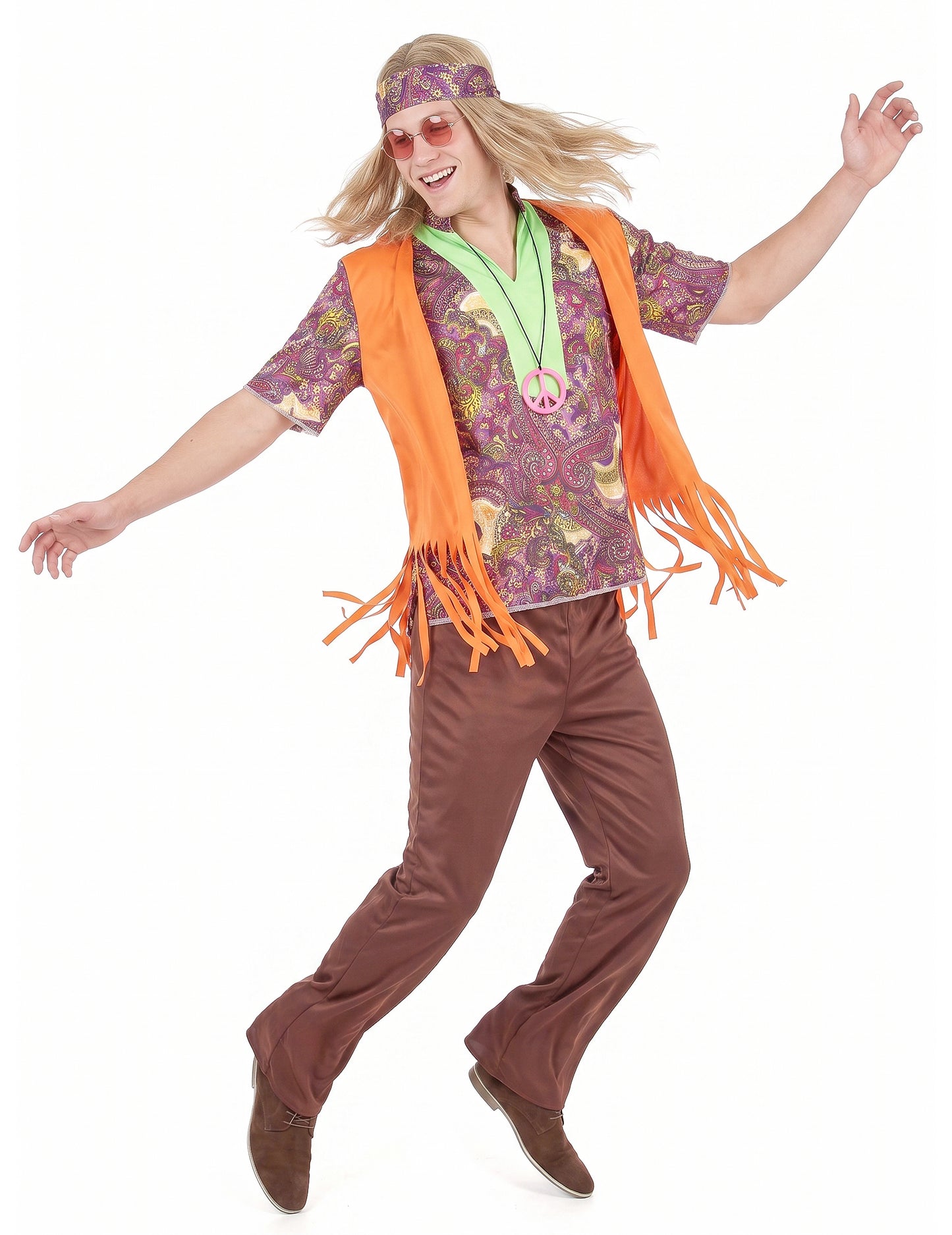 Pánský růžovo-hnědý hippie kostým