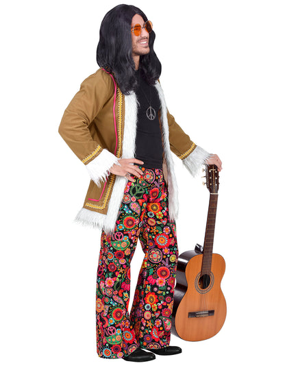 Vue de profil du déguisement hippie woodstock pour homme
