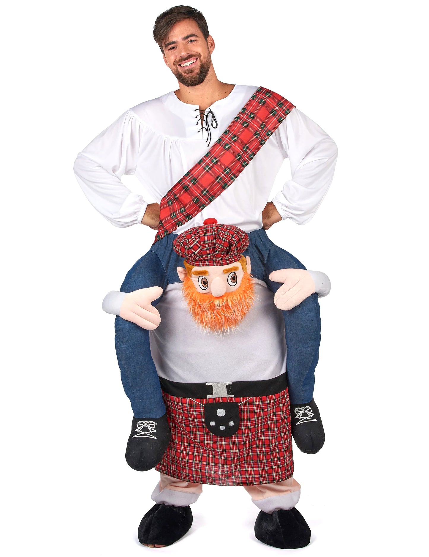 Vue d'ensemble de face du déguisement à dos d'écossais pour adulte